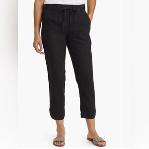 Caslon Blk linen crop pants with tulip hem sz Petite L